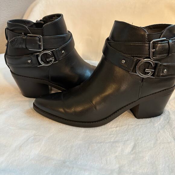 Guess Black Ankle Boots, Vegan Leather, Size 8 - Picture 3 of 11